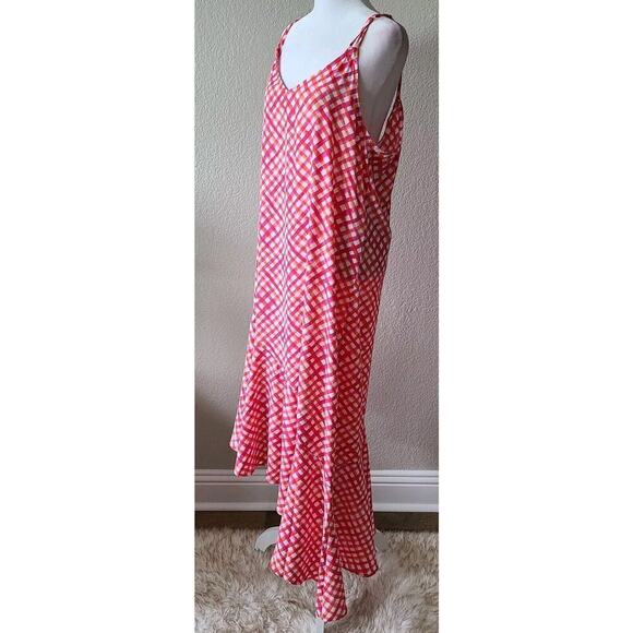 Tommy Bahama Slip Dress Large Tall Gingham Straps Maxi Beach Ruffles‎ Vibrant - Picture 6 of 12